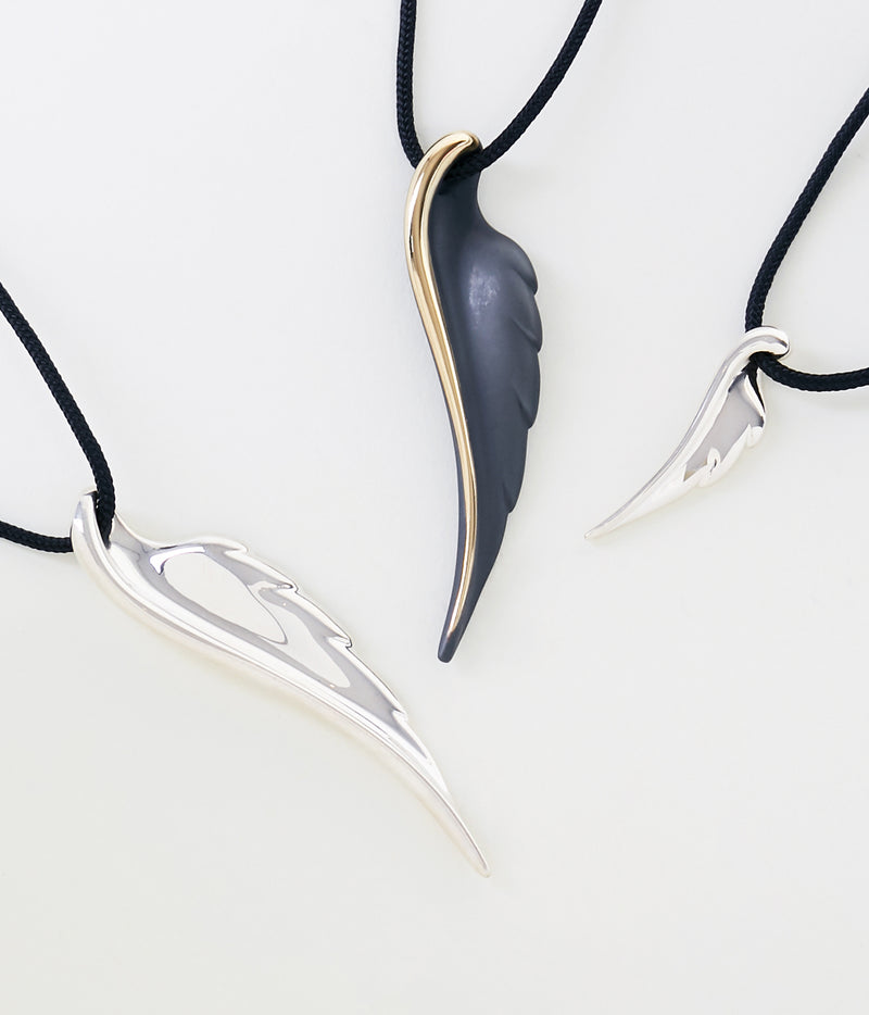 The Wing silver and cord necklace
