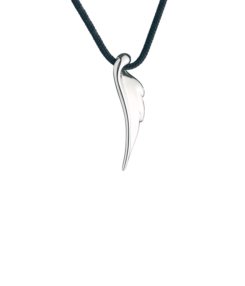Spread Your Wings silver and cord necklace