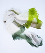 Souffle Cashmere Shawl in White, Green & Russet