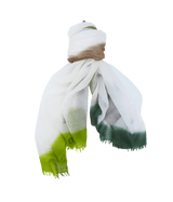 Souffle Cashmere Shawl in White, Green & Russet