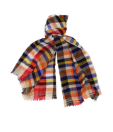 Mirror Check Cashmere Shawl in Yellow, Red & Blue