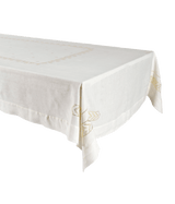 Stardust hand-embroidered linen table cloth