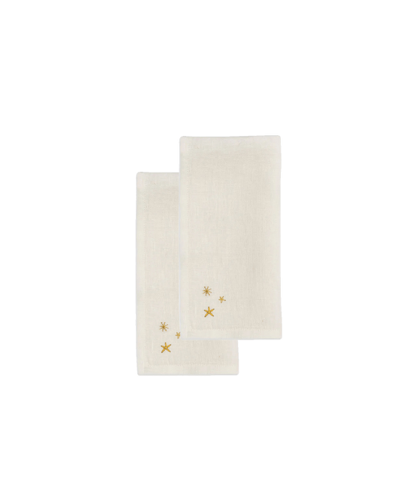 Starry Napkin Gold Set of 2 Linen Napkins