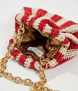 Mini Game Crochet Clutch Bag with Red Stripes