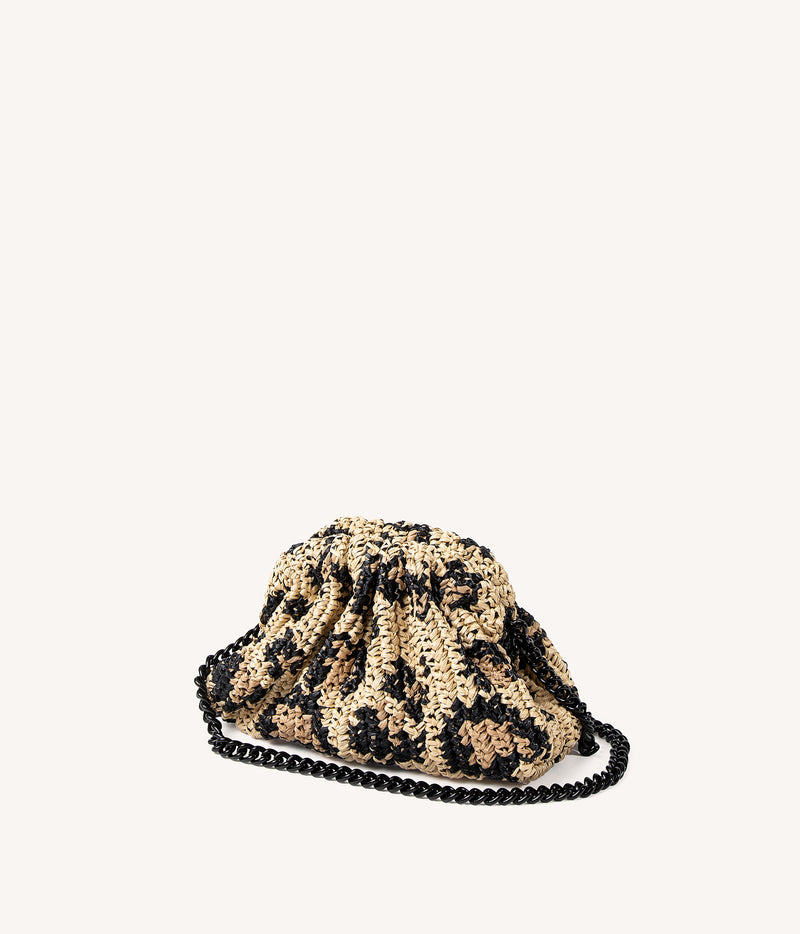Mini Game Crochet Clutch Bag in Leopard