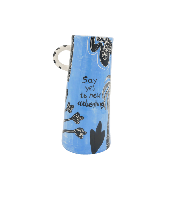 Ceramic Vase with Handle in Blue