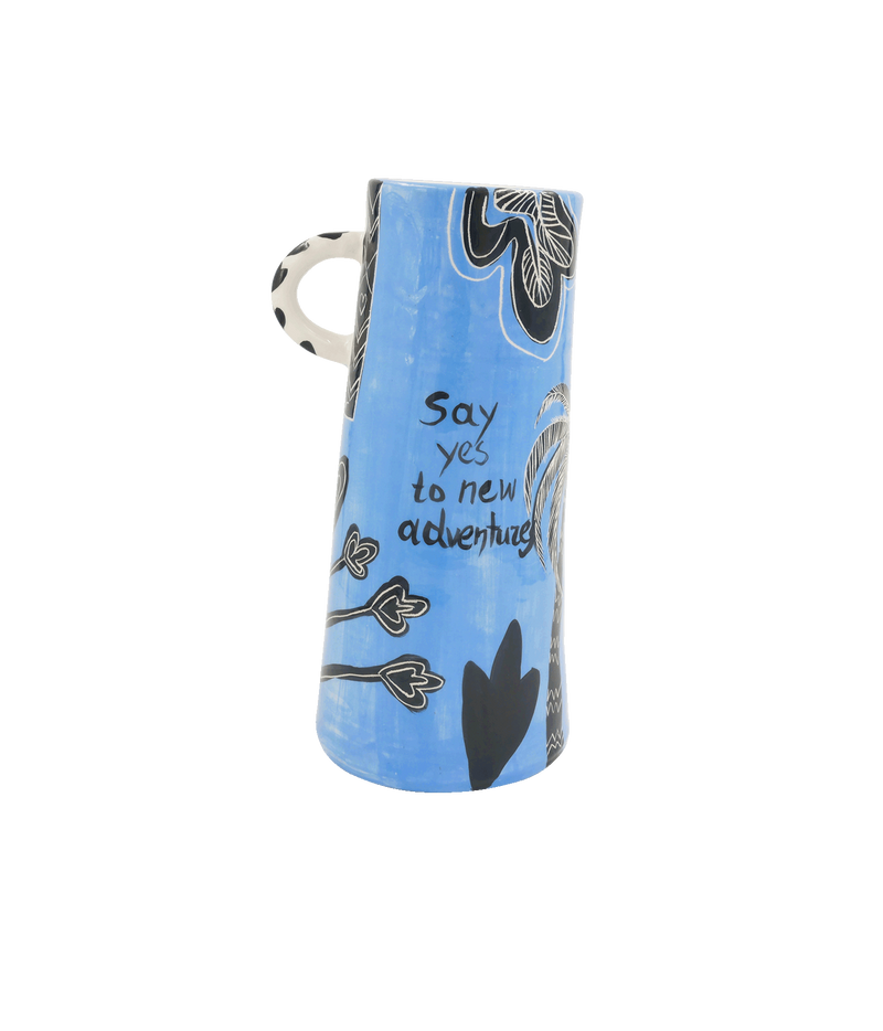 Ceramic Vase with Handle in Blue