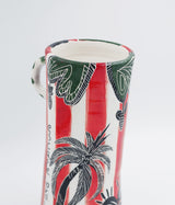 Ceramic Vase with Handle in Red & White