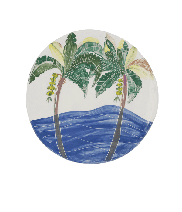 Palm Tree White  Clay Platter