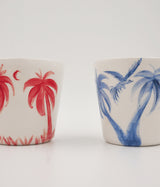 Ceramic Coffee Cups Set of Two in Red and Blue