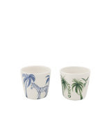 Ceramic Coffee Cups Set of Two in Blue and Green