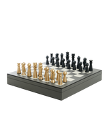 Chess Set in Leather and Walnut Wood