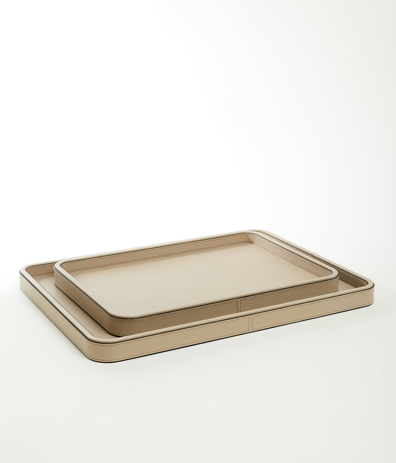 Jane Medium Leather Tray in Taupe