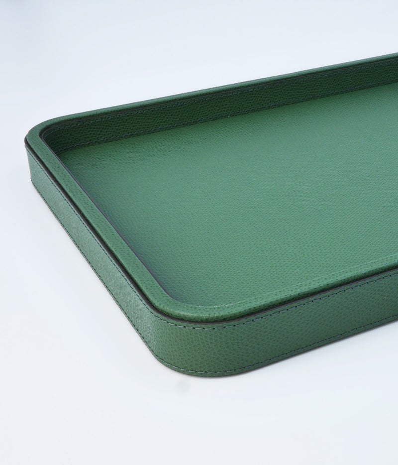 Jane Medium Leather Tray in Green