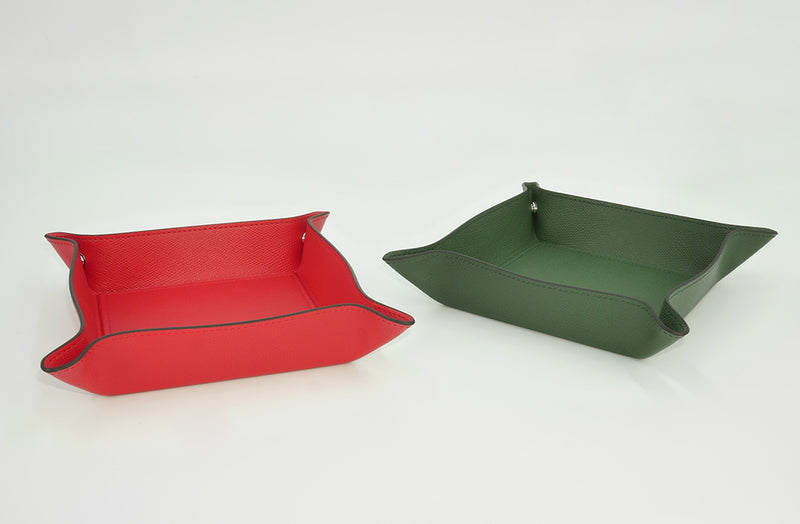 Green Leather Trinket Tray - Small