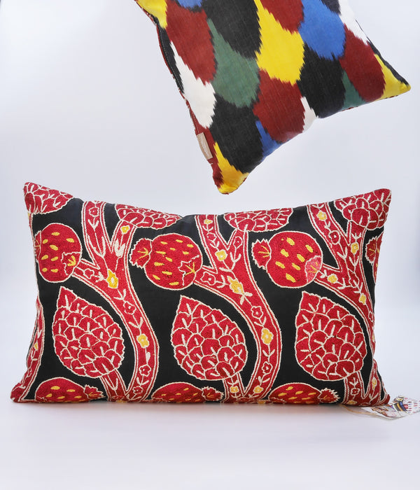 Red & Black Suzani Embroidered Cushion