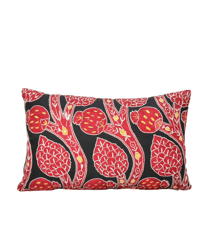 Red & Black Suzani Embroidered Cushion