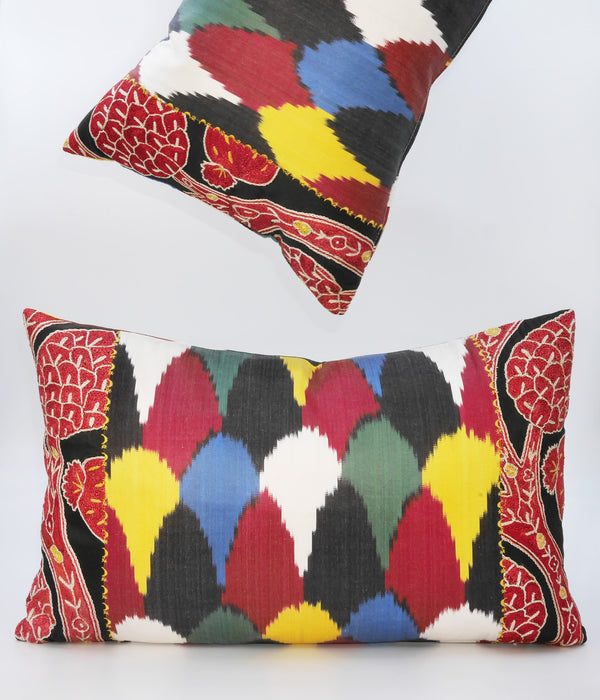 IKAT with Suzani Embroidered Cushion