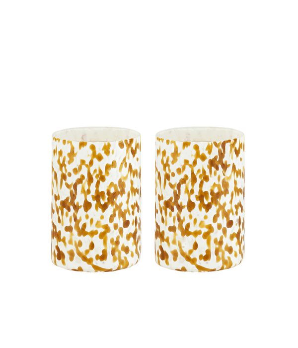 Amber & Ivory Set of 2 Murano Glass Tumblers