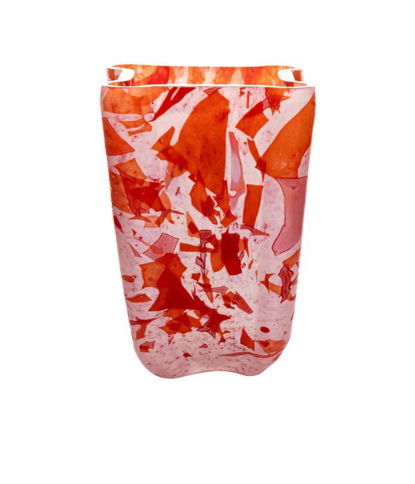 Red Bucket Murano Glass Vase