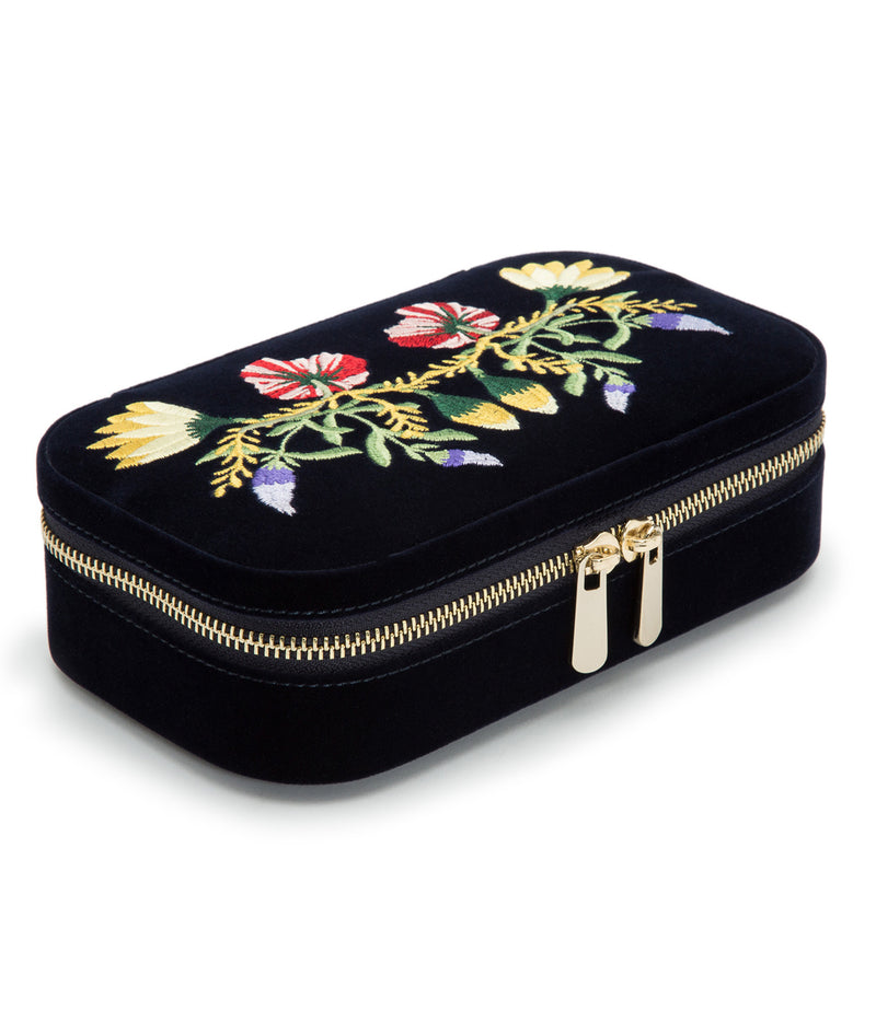 Zoe Velvet Travel Zip Jewellery Case in Indigo