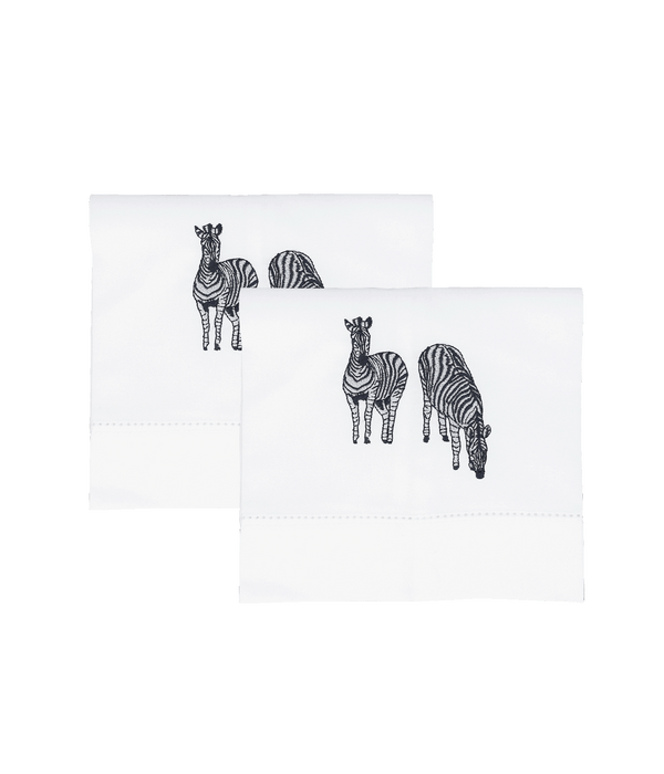 Zebra Embroidered Set of 2 Cotton Napkins