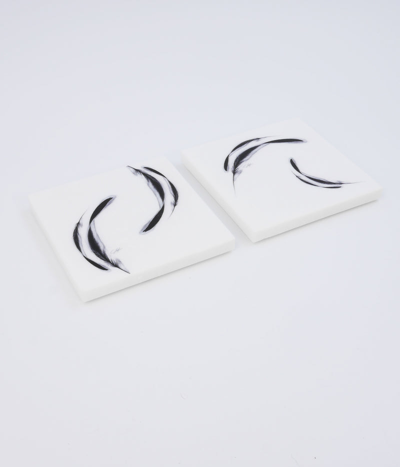 Marble Feather Coasters Set of 4